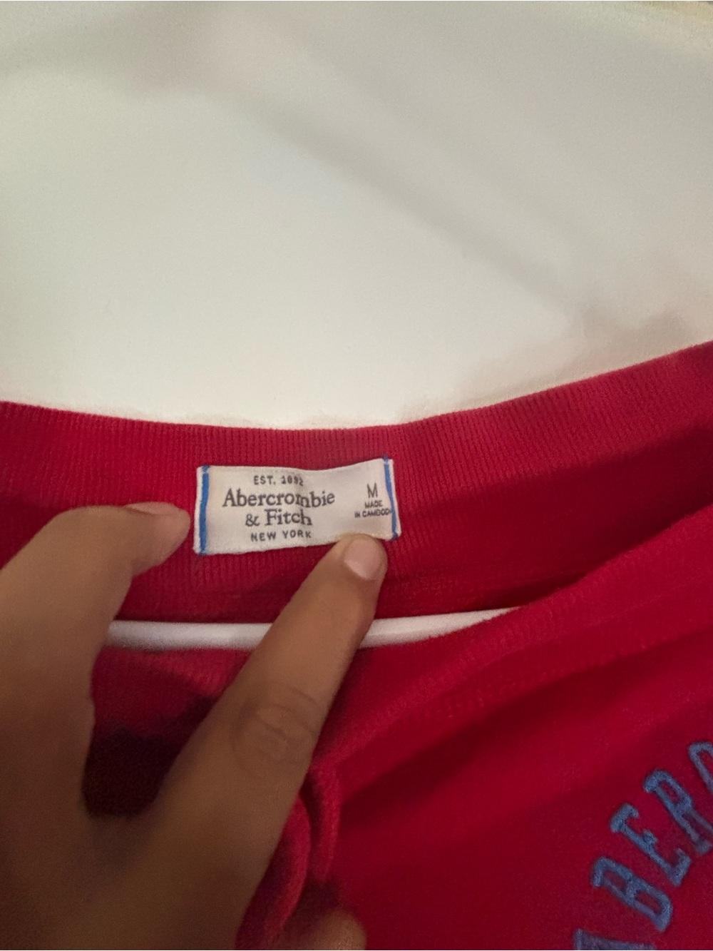 Abercrombie & Fitch Red Kids Sweatpants with Blue Logo - Picture 2 of 2